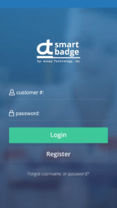 Assay Technology smart badge app screen