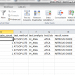 Data spreadsheet